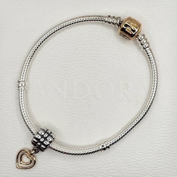 Authentic Pandora Bracelet Set,With 14k Gold - Picture 4 of 9